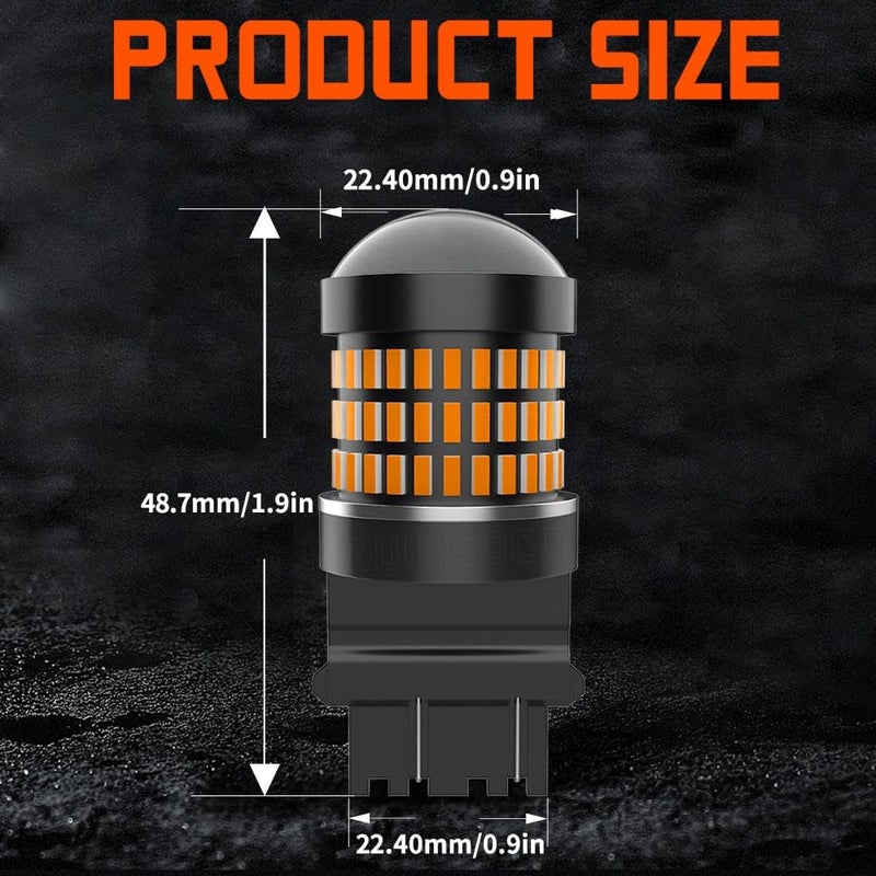 AUIMSOCO 3157 LED Rear Turn Signal Bulb for Dodge Ram 1500 (2003-2019), Amber Yellow 4000LM, 300% Brighter, 3057 Bulb Replacement, Plug and Play, Pack of 2 - Image 5